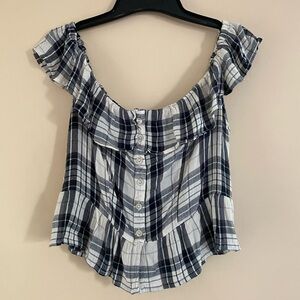 American eagle top - plaid, medium